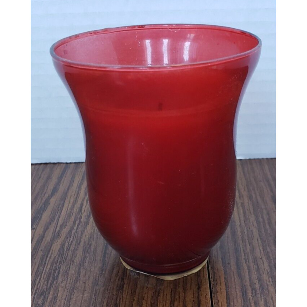 Red Vintage Tulip Shaped Glass Votive Candle Holder